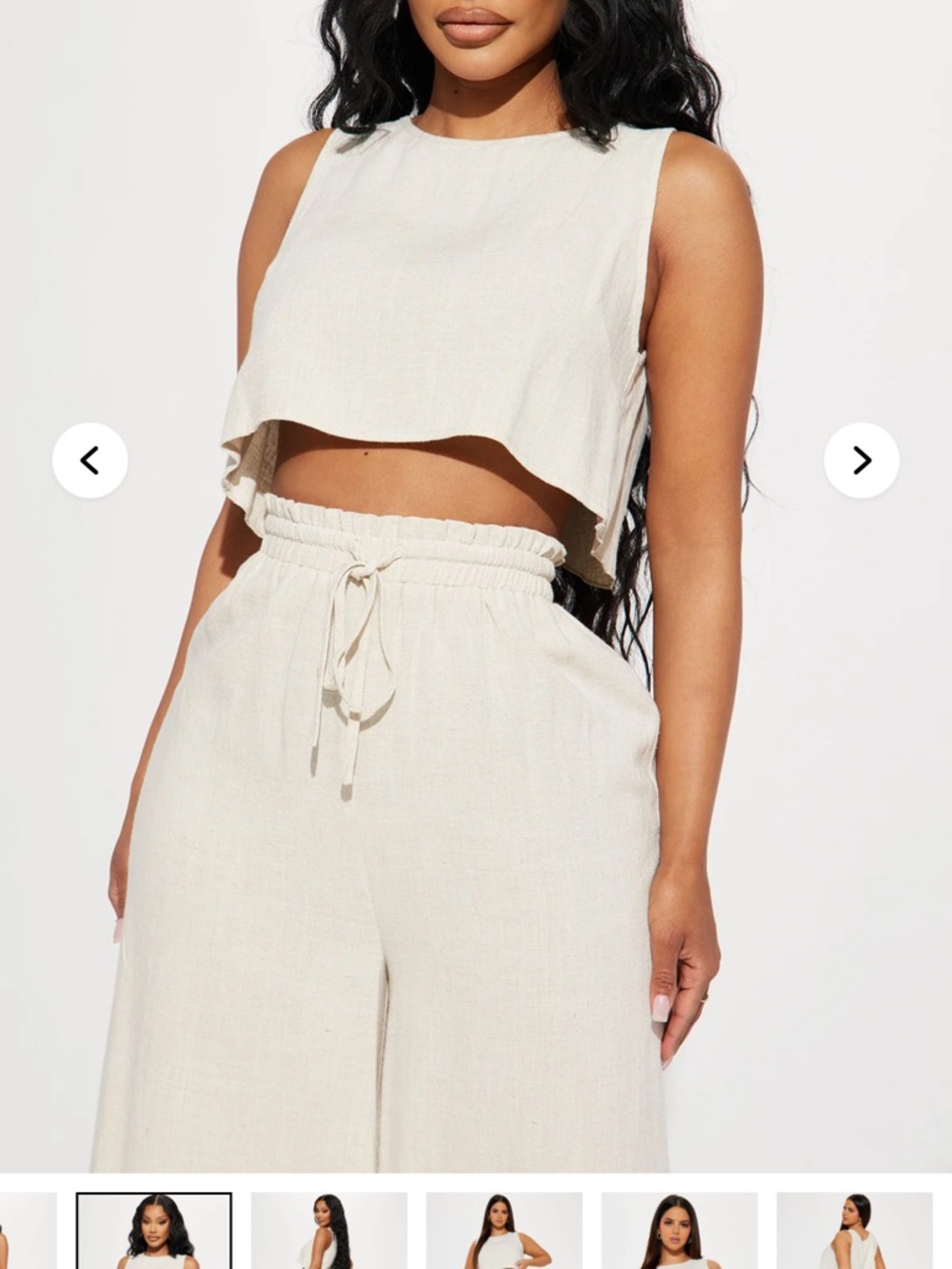 Fashion Nova Cream Crop Top & Wide-Leg Pants Set